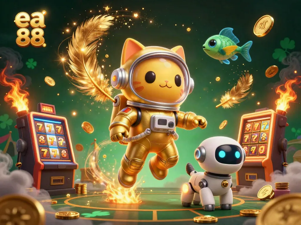 Bet and win big with the vibrant 3D ea 88 illustration featuring a thrilling gambling atmosphere and unique characters.