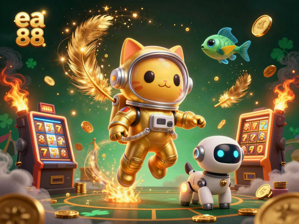 Bet and win big with the vibrant 3D ea 88 illustration featuring a thrilling gambling atmosphere and unique characters.