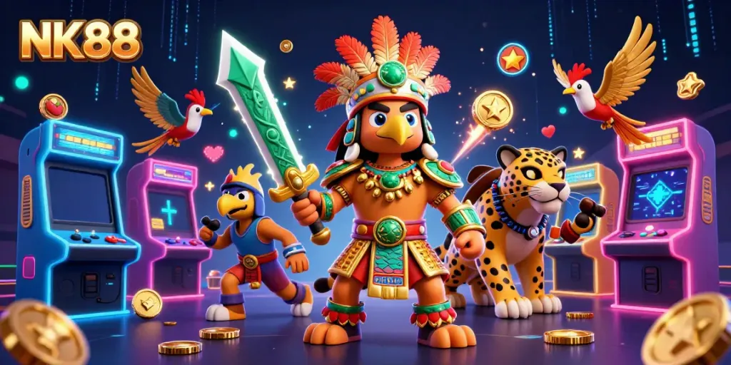 Experience vibrant gameplay with NK88, featuring 3D characters and arcade gaming elements