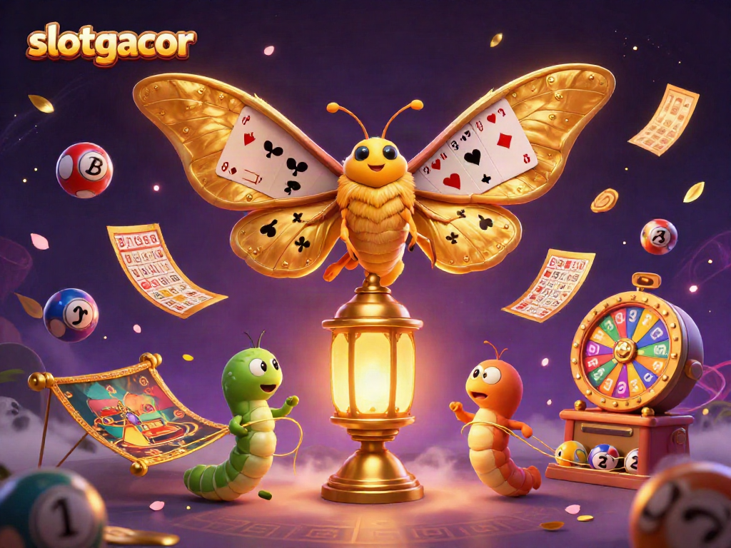 Engage in vibrant slotgacor gameplay with a detailed whimsical casino scene featuring colorful elements.